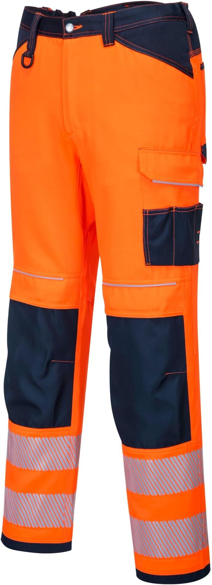Portwest PW340 PW3 Men Hi-Vis Cargo Trousers with Knee Pads Orange Navy 32