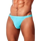 MIZOK Men's Sexy Solid Swim Bikini Swimsuit Quick Dry Metal Buckle Ring Swimwear