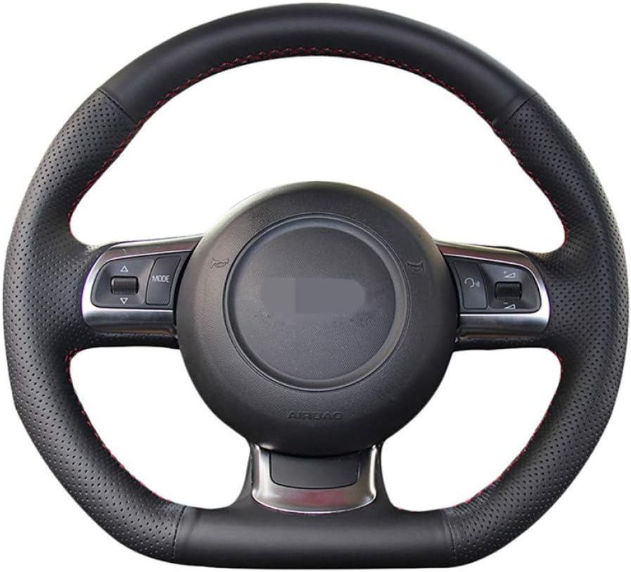 KAIQMLYA DIY Black Artificial Leather Car Steering Wheel Covers Case for Audi TT 2008-2013 R8 2014 TTS 2011-2013
