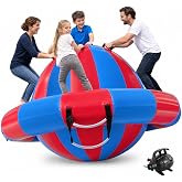 Hongcoral 8.2'x4.8' Inflatable Dome Rocker Water Bouncer, 660LBS Capacity Heavy Duty Lake Float Platform with 8 Handles, Multi-Person Bounce, Climb &amp; Tilt Toy for Pool, Lake and Backyard