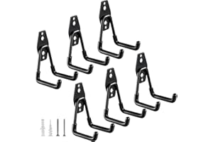 HUPBIPY Heavy Duty Garage Hooks 6 Pack, 2.8 inch Small U Shaped Hanger, Wall Mounted Storage System, Power and Garden Tool Organizer, for Hanging Ladders, Hose, Bulk Items and More