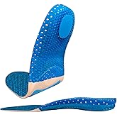 Shock Absorbing Gel Insoles for Walking & Standing All Day – Reduce Heel Impact, Anti-Fatigue, Low-Profile Shoe Inserts with Heel Cushion & Forefoot Massage, Men & Women