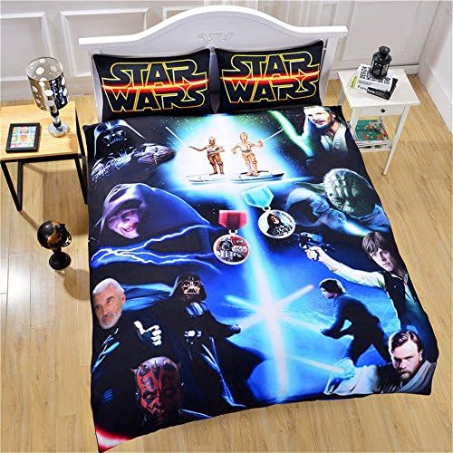 Luxury Soft Brushed 1500 Series Microfiber Duvet Cover Set, 3D Print Star Wars Pattern Hotel Quality & Hypoallergenic with Zipper Closure & Matching Shams