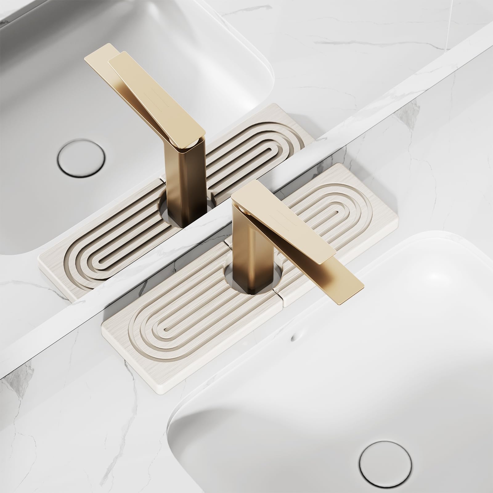 Photo 1 of 15.7''x4.8''Long Stone Faucet Mat for Kitchen Sink,Diatomite Quick Dry Kitchen Sink Splash Guard,Drying Stone Sink Tray,Super Absorbent,Sink Stone Quick Dry Around Faucet For Bathroom Counter-White