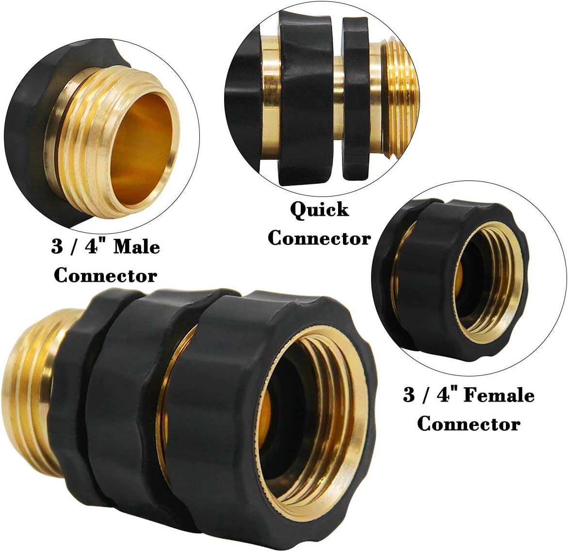 Lifynste 3/4 Inch Garden Hose Quick Connector Fittings, Brass Easy Connector Fitting, Male and Female Set, 4 Sets : Garden & Outdoor