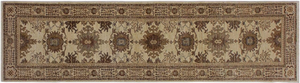 Arshs Ziegler Peshawar Paulita Beige/Lt. Brown Hand-Knotted Wool Rug - 2'6 x 10'1