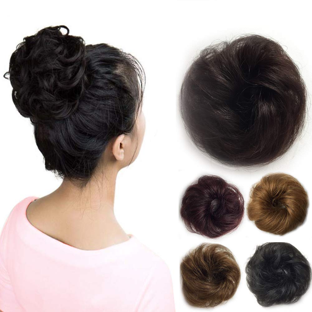 Natural Black Vowinlle 100 Human Hair Scrunchies Natural Black
