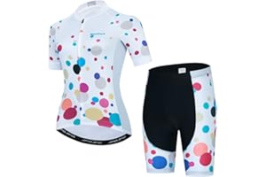YOUALSO Womens Cycling Jersey Set, Summer Short Sleeve Ladies Mountain Bike Shirt and Shorts Kit MTB Suit Bicycle Clothes