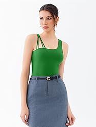 REORIA Women's Asymmetrical Shoulder Strap Bodysuit