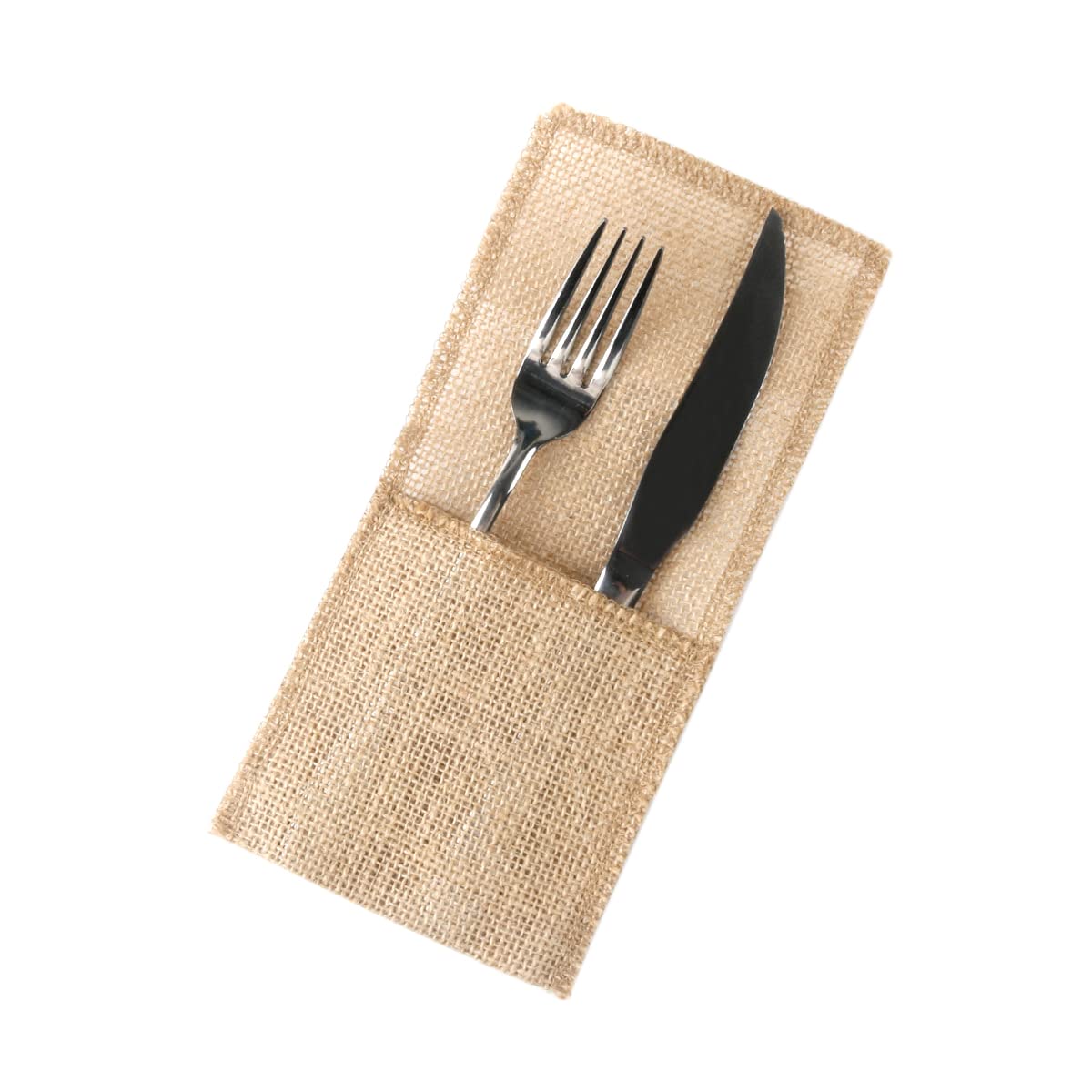 Duories Pack of 8 Beige Jute Lace Cutlery Bags, Vintage Hessian Cutlery Holders, 11 x 21 cm, Perfect for Weddings, Parties, Decorative Purposes
