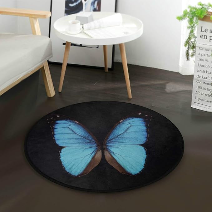 YXUAOQ Alfombra Decorativa Primer Plano de una Sola Mariposa Azul sobre