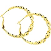ToHeart Gold Hoop Earrings for Women Twist Hoop Earrings Gold Plated