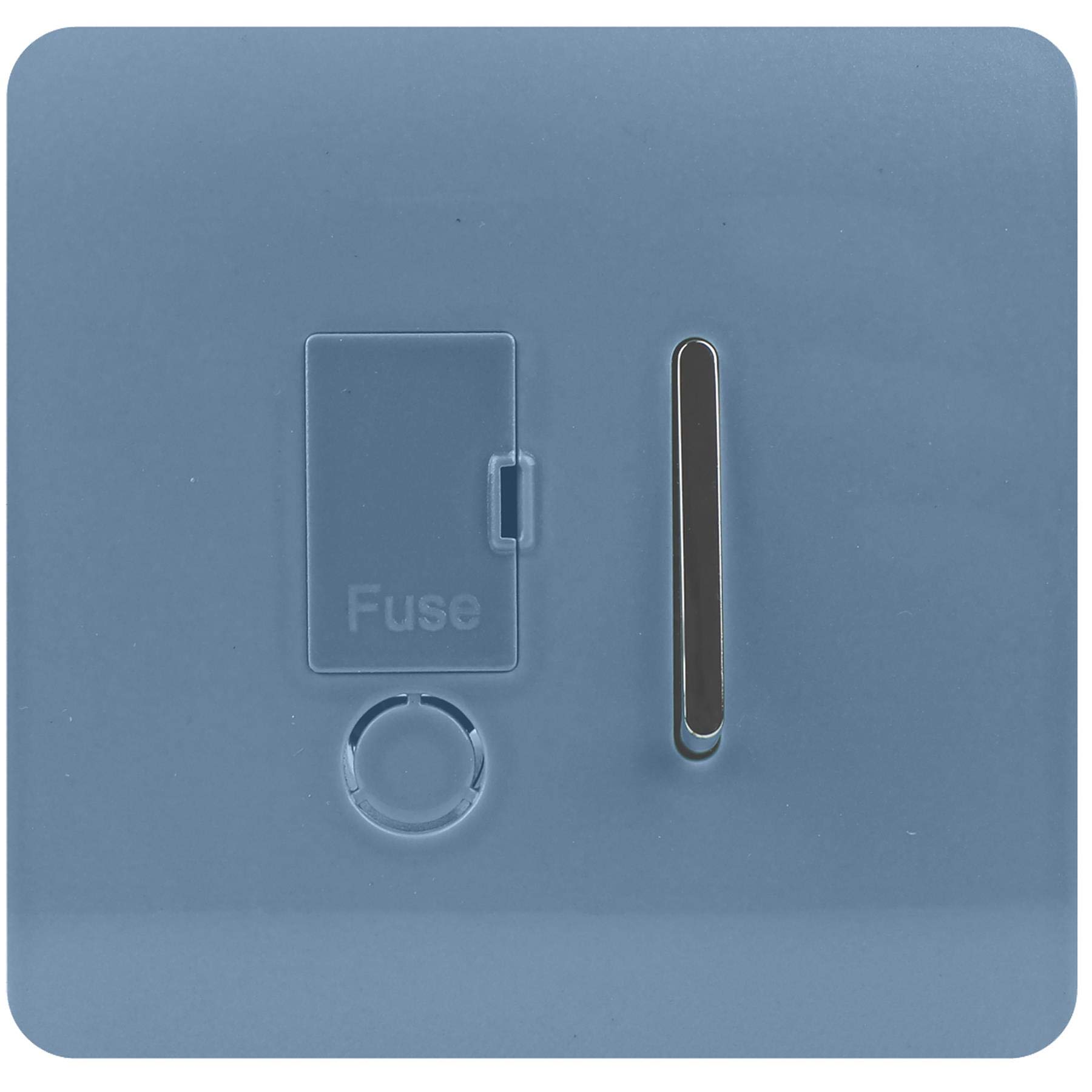 Trendi Switch Screwless Artistic Modern Glossy Tactile 230V Switched 13 A Single Fused Spur Connection Unit with Flex Outlet Chrome Rocker in Sky Blue - ART-FSSK