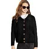 COLD POSH 100% Merino Wool Cardigan Sweater for Women Cable Knit Buttom Down Knitwear Outwear Tops