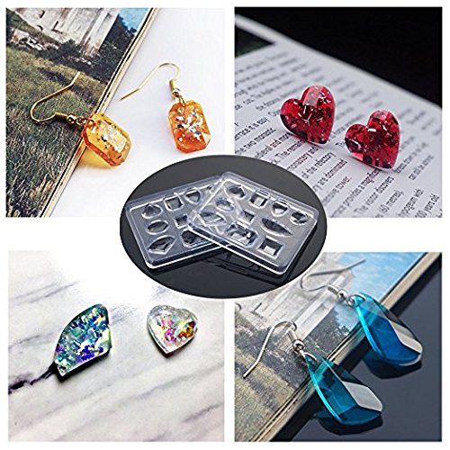 Frenshion 5 Pieces 30ML Crystal Epoxy Resin UV Glue, 9Pcs Transparant Silicone Mould Resin Craft Mould Tools Nail Art Tools For Handcraft Jewelry Earrings Necklace Bracelet Nail Art Accessories - Thumbnail 3