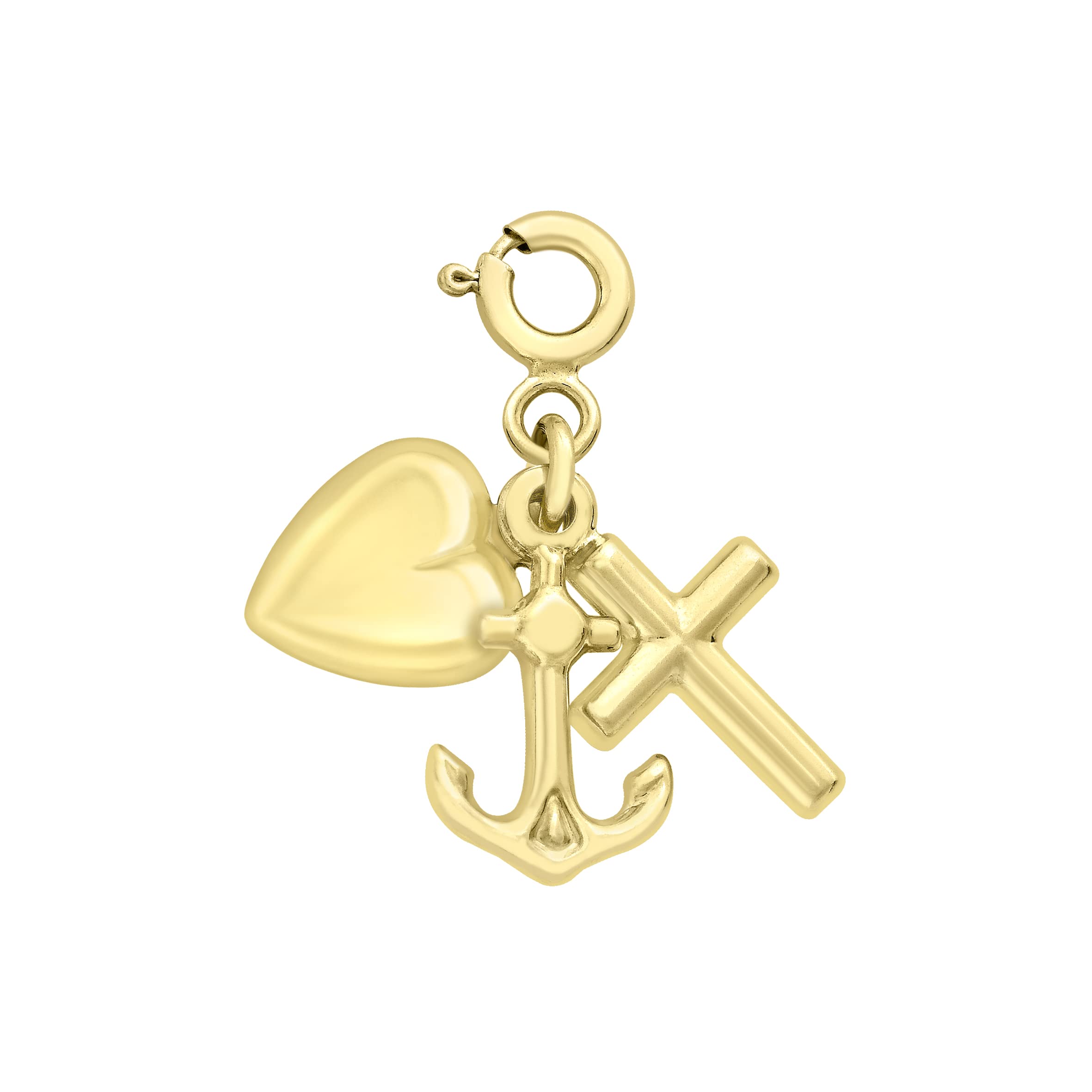 CARISSIMA Women's 9ct Yellow Gold Faith, Hope and Charity Charm