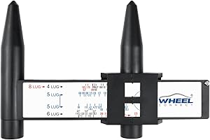 WHEEL CONNECT PCD Gauge，Wheel/Rim Bolt Pattern Measuring Tool, PCD Ruler, Sliding Caliper for 4 5 6 8 Lugs, Style-B