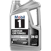 Mobil 1 European Car Formula Full Synthetic Motor Oil 0W-40, 5 Quart
