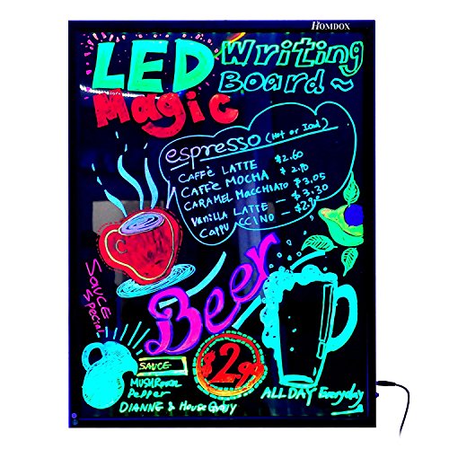 Pesters 32.4" x 22.2" LED Message Writing Board, Flashing Illuminated Erasable Neon Led Menu Board, 8-Color Control Signal Display, Remote Control, Include Marker Pen and Wipe-off Cloth (US STOCK)