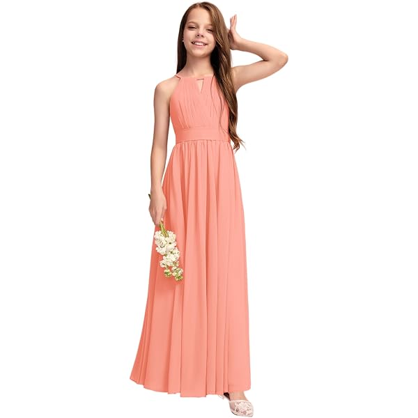 coral jr bridesmaid dresses Azazie Elly Junior Ready to Ship Bridesmaid Dress in Coral