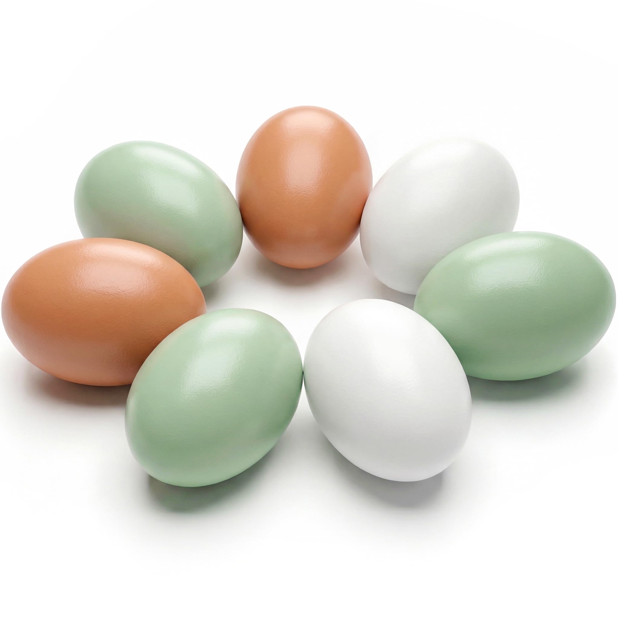SallyFashion 7 Pcs Wooden Fake Eggs, 3 Colors Wood Fake Chicken Nesting Eggs for Crafts Home Decor