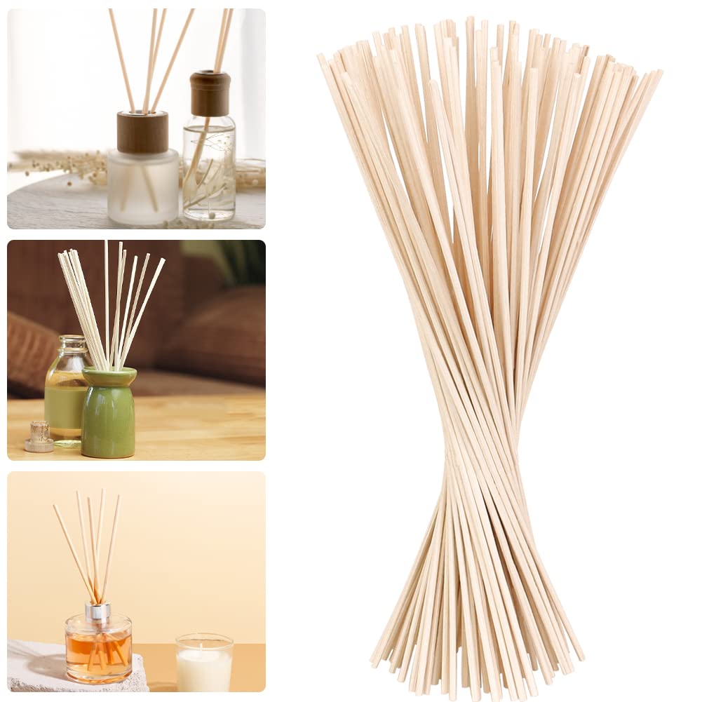 BUZIFU 100 Pcs Reed Diffuser Sticks Wood Rattan Fragrance Diffuser Oil Aroma Diffuser Sticks Refill Sticks Replacement Rattan Reed Sticks for Aroma Fragrance (30cm*3mm)