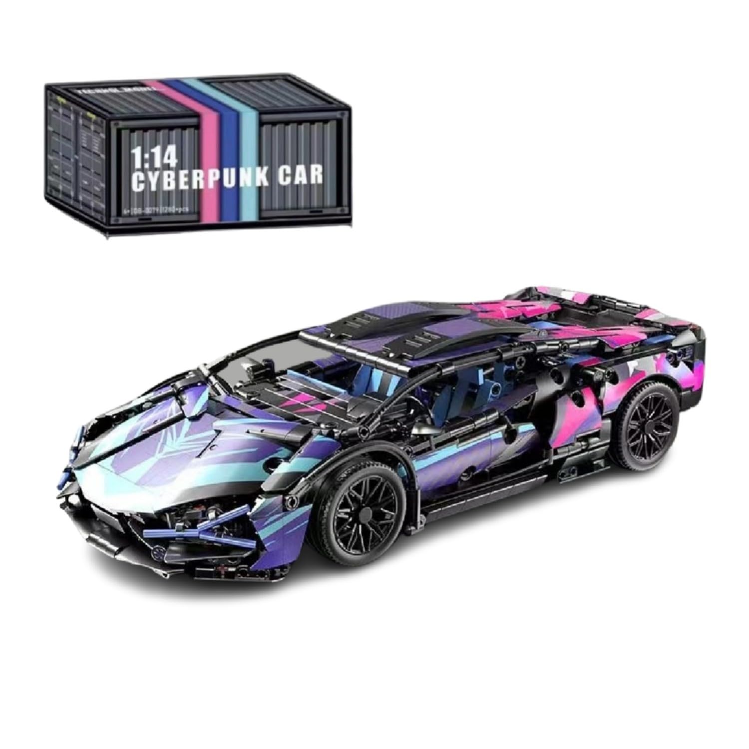 Sports Car Building Blocks Set, Lambo Racing Car Model, 1314 PCS 1: 14 Super Racing Sports Advanced Building Set, MOC Model Kit, Race Vehicle Toy Gift for Boys Girls Children Teens and Adults