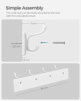 SONGMICS Set of 2 Wall Coat Racks with 16 Hooks White LHR232W01 view 7