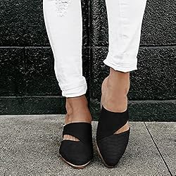 Womens Cutout Backless Mules Shoes Pointed Toe Slip