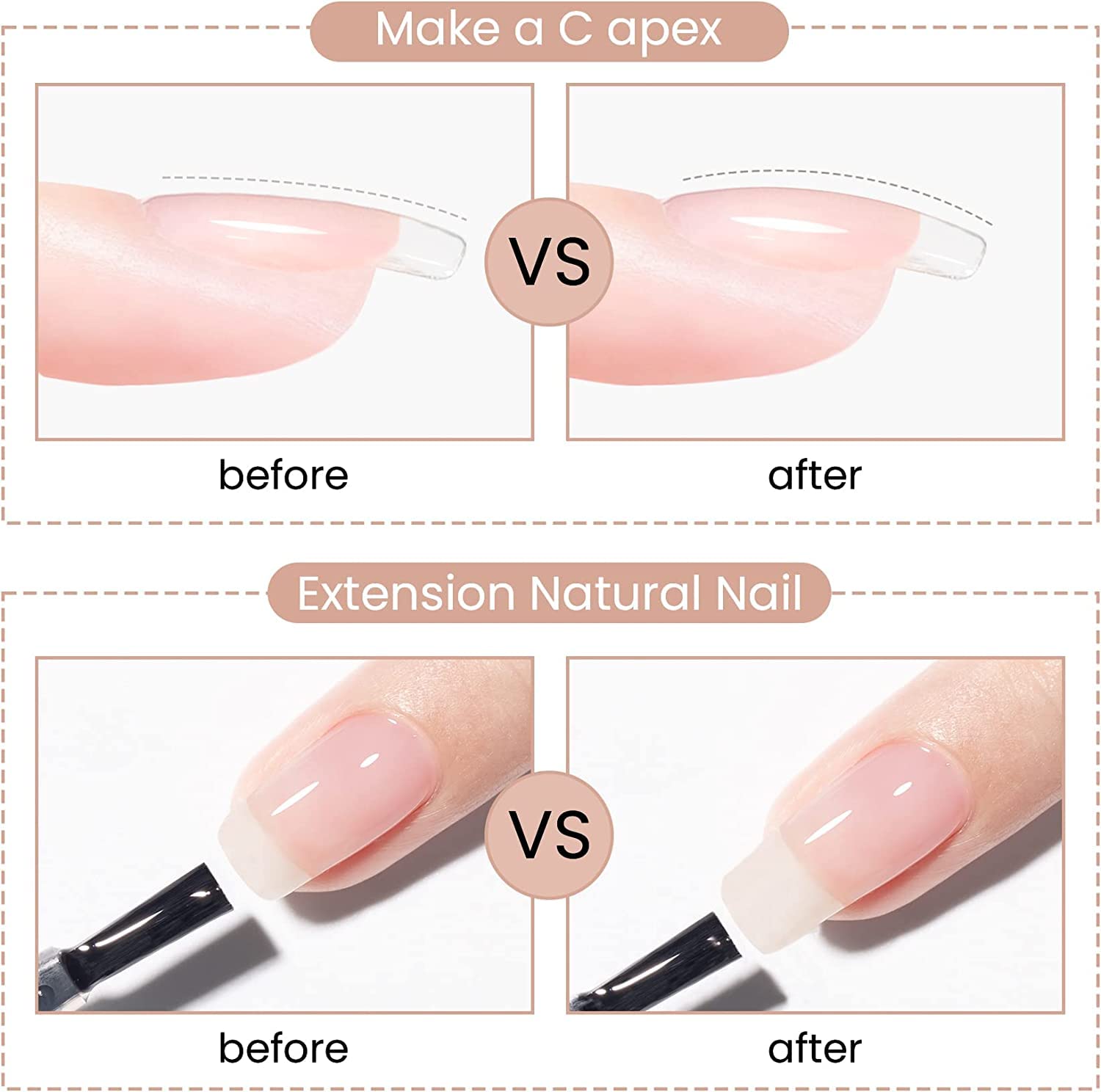 MAYCHAO 15ML 5 in 1 Clear Builder Gel Nail Polish for Extension, Strengthener, Hard Base Gel, Rhinestone for Valtines Home Manicure, 0.5 OZ - Image 4