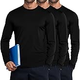 Neer 3 Pack Men's Long Sleeve Underscrub Tees Crew Neck Shirts Stretch Durable Undershirts Base Layers for Medical Uniforms