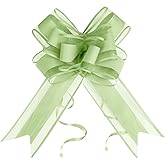 10PCS Pull Bows for Gift Wrapping (6 Inches) - Green Gift Bows with Instant Pull Design, Perfect for Gift Baskets,Flower,Wedding,Christmas,Home Decoration,Baby Shower,Party Decorations