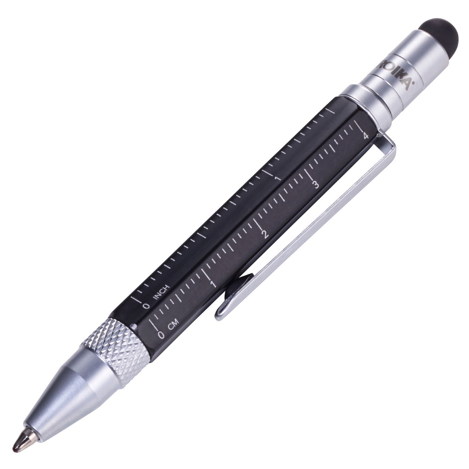 Troika Construction Liliput - PIP25/BK - Multitasking Ballpoint Pen (Small) - Tool Pen - Centimeter/Inch Ruler - Slotted/Phillips Screwdriver - Stylus (Black) Original