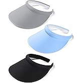 3 Pcs Sports Sun Visor Hat Adjustable Cloth Covered Slip on Cotton Cap Golf and Tennis Visor for Women Men Sun