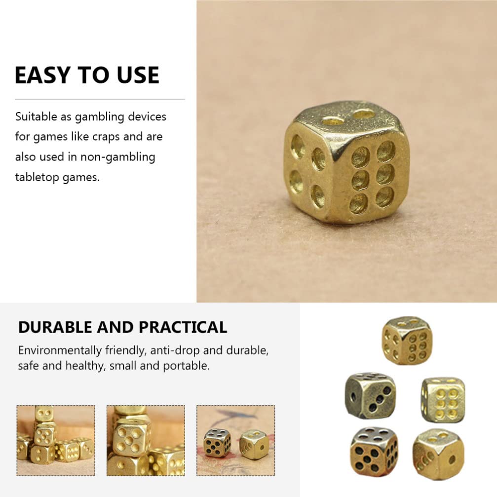 5Pcs Pure Copper dice Fancy 6 Sided dice Brass dice Unique 6 Sided dice Simple Small dicesdnd Stuff Board Game Antique dice Retro dice dice Silver dice d6 Vintage Accessories