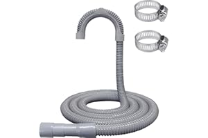 PEVEPEXE 6ft Washing Machine Drain Hose,Corrugated Flexible Washer Drain Hose Extension Replacement for Samsung, LG, Whirlpool, Maytag, Kenmore, GE, Giantex, Panda and More,with 2 Clamps and U-Bend Holder