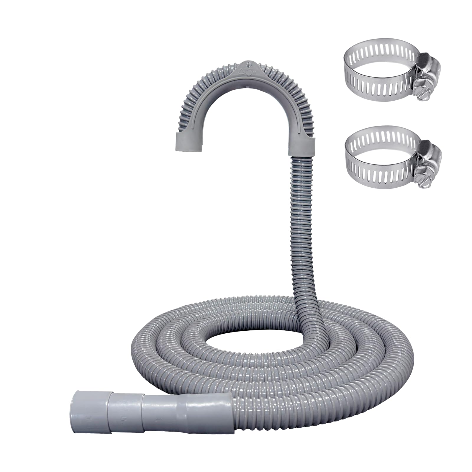 Photo 1 of 6ft Washing Machine Drain Hose,Corrugated Flexible Washer Drain Hose Extension Replacement for Samsung, LG, Whirlpool, Maytag, Kenmore, GE, Giantex, Panda and More,with 2 Clamps and U-Bend Holder