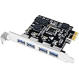 LTERIVER PCIE 4 Ports Super Speed USB 3.0 Card for Windows Server, XP, Vista, 7, 8.x, 10, 11 (32/64bit) PCs, Built in Smart P