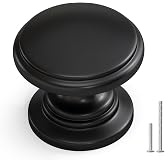 homdiy 10 Pack Black Cabinet Knobs Matte Black Dresser Drawer Knobs Zinc | Round Cabinet Hardware for Kitchen, Bathroom, Cupboard, Furniture, Modern Style, Easy Install