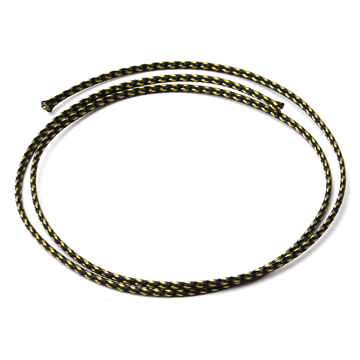 Othmro 1Pc Cable Management Sleeve, Braided Cable Tidy Black and Gold, 0.5m Cable Organizers Cable Protector Wire Tidy for TV/PC USB Cable, 3mm Width