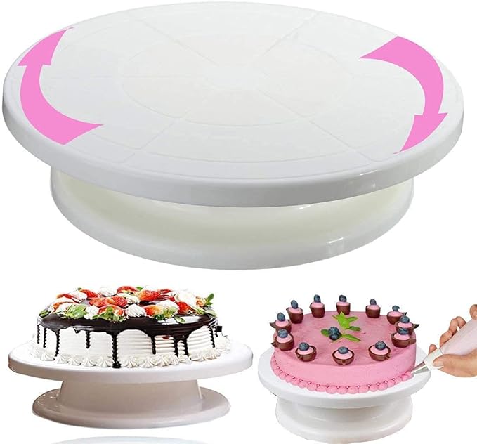 WORQOID Plastic Round 360* Rotating Revolving Cake Turntable Decorating
