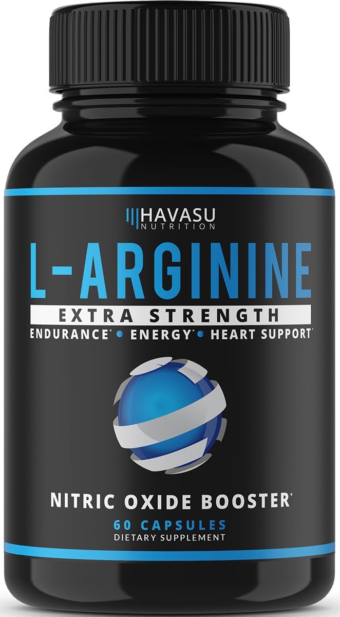 Havasu Nutrition Extra Strength L Arginine - 1200mg Nitric Oxide Supplement for Muscle Growth, Vascularity and Energy - L-Citrulline & Essential Amino Acids to Support Physical Endurance, 60 Capsules