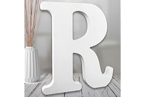 AOCEAN 8 Inch White Wood Letters, Unfinished Wooden Letters for Wall MAGA Decorative Standing Letters Slices Sign Board Decoration for Craft Home Party Projects (R)