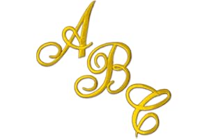 Laughing Lizards Gold Monogram Letter Patches (26 Pieces) | Embroidered Iron On Letters Cursive Appliques, Kit Includes All 26 Yellow Gold Cursive Letters for Fabric, Clothing, Stockings, and More!