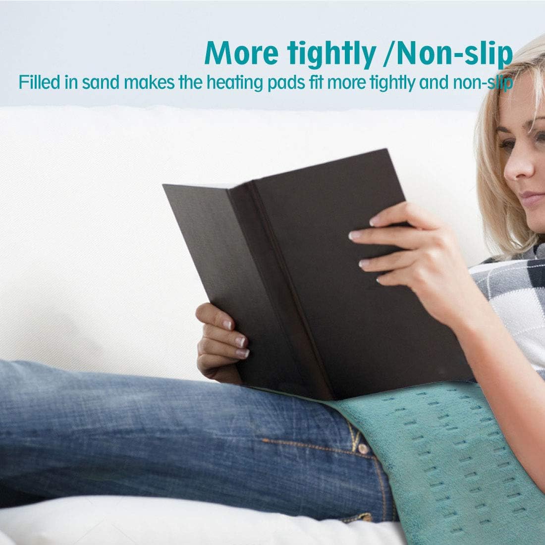 Weighted Heating Pad Fast-Heating Technology for Back/Waist/Abdomen/Shoulder/Neck Pain and Cramps Relief - Moist and Dry Heat Therapy with Auto-Off Hot Heated Pad by GOQOTOMO-HW-G: Health & Personal Care