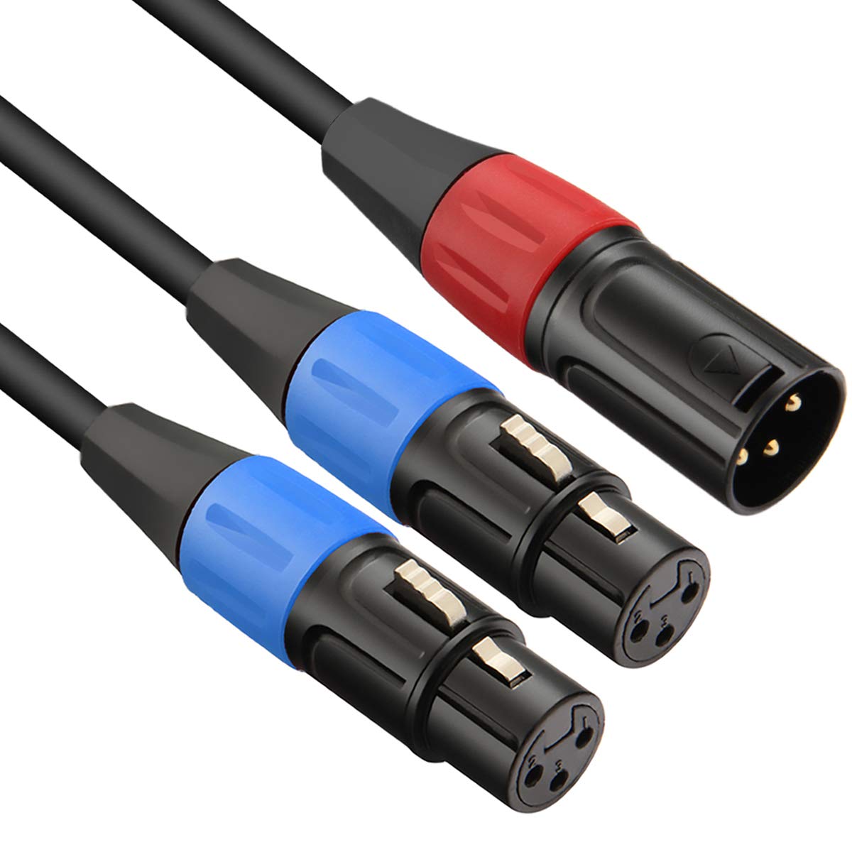 JOMLEY XLR Y-Splitter Cable, 1 XLR Male to 2 Female Microphone Y-Splitter Cord Balanced Microphone Adapter Patch Cable - 0.5 meter