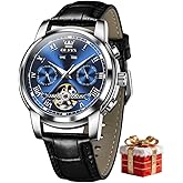 OLEVS Men's Watch Automatic Luxury Dress Tourbillon Chronograph Big Face Calendar Self Winding Wrist Watches for Men Business Moon Phase Mechanical Male Watches Luminous Waterproof