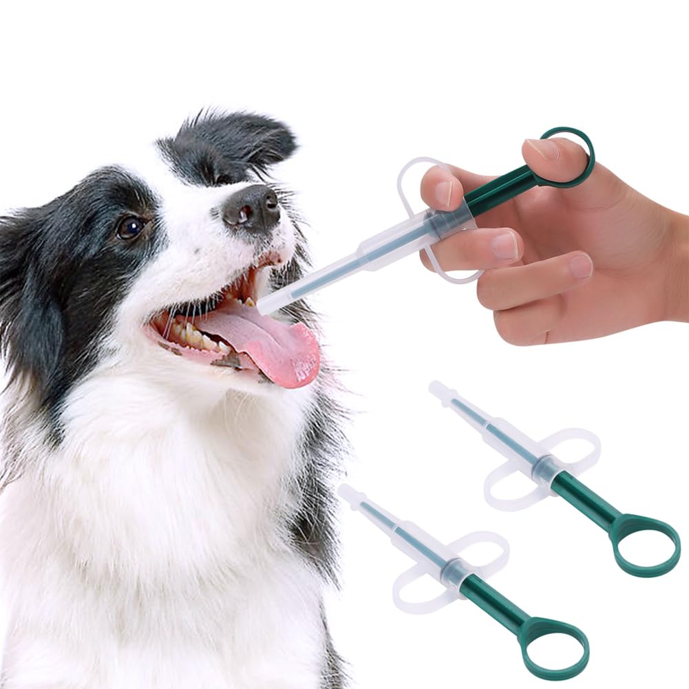 2 PCS Dog Cat Medicine Syringe Pet Medical Liquid Feeding Dispenser Pet Pill Tablet Capsule Gun Pill Pusher Syringe Pet Reusable Safety Medicine Feeder With Soft Tip For Dog Cat Rabbit Hamster Animal