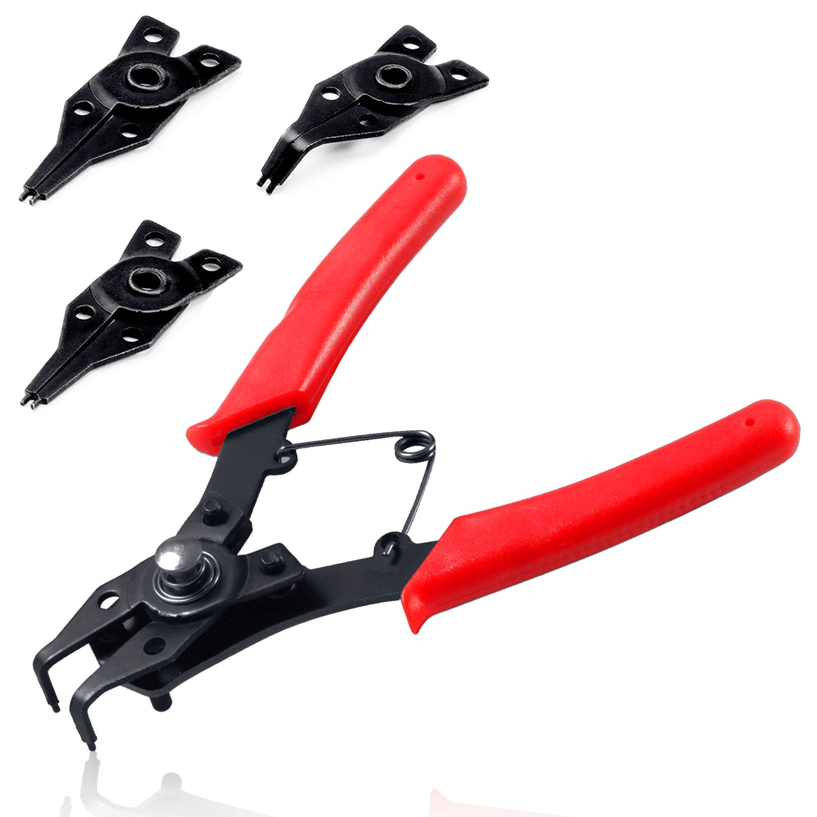 LEONTOOL 4 in 1 Snap Ring Pliers 6" Internal External Retaining Ring Pliers Ring Remover Retaining Circlip Hand Tool Set Straight and Bent Jaws
