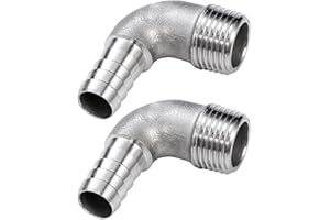 Beduan Stainless Steel Elbow 3/4" Hose Barb x 3/4" Male NPT Home Brew Pipe Fitting(Pack of 2)